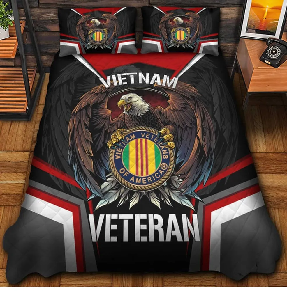 Premium Eagle US Veterans Bedding Set, Gifts For Independence Day, Father's Day, Veterans Day, Gifts For Dad, Gifts For Husband Veteran