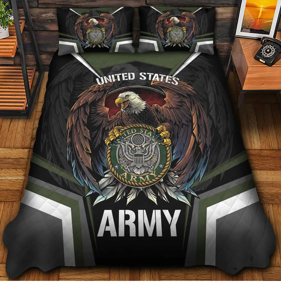 Premium Eagle US Veterans Bedding Set, Gifts For Independence Day, Father's Day, Veterans Day, Gifts For Dad, Gifts For Husband Veteran