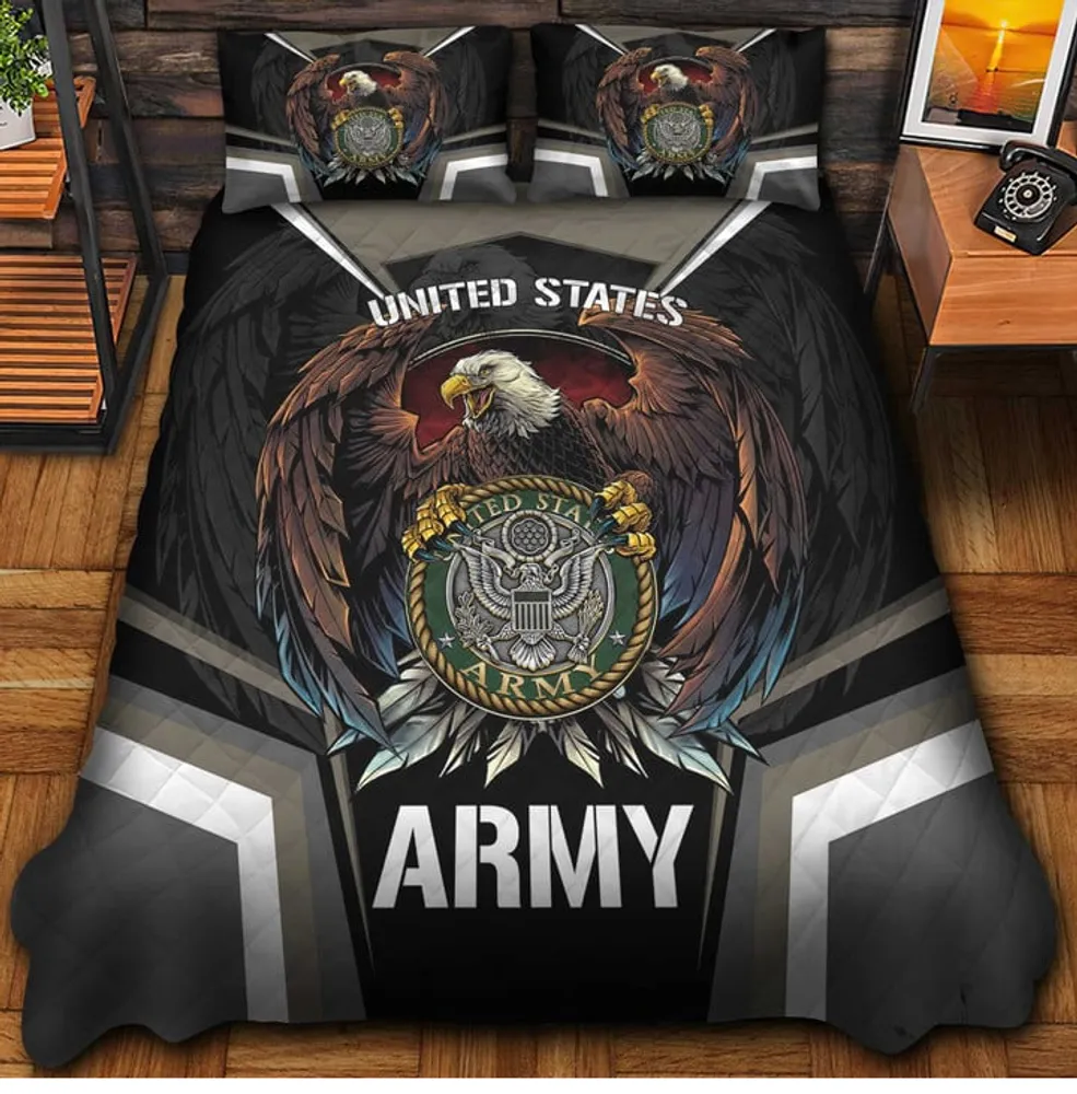 Premium Eagle US Veterans Bedding Set, Gifts For Independence Day, Father's Day, Veterans Day, Gifts For Dad, Gifts For Husband Veteran