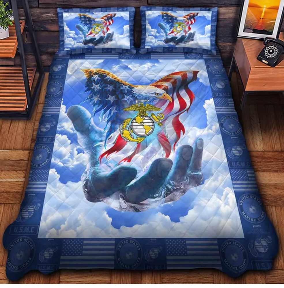 Premium American Pride US Veterans Bedding Set, Gifts For Dad For Husband Veteran