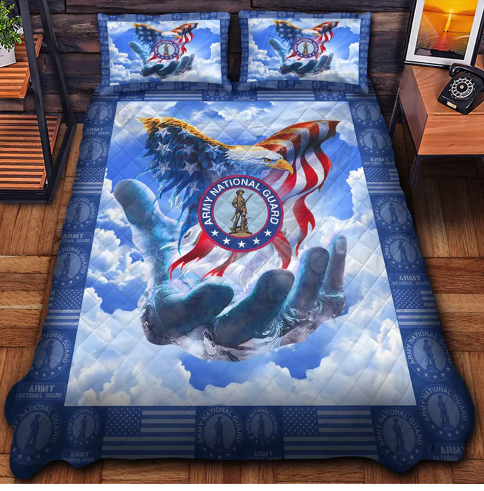 Premium American Pride US Veterans Bedding Set, Gifts For Dad For Husband Veteran