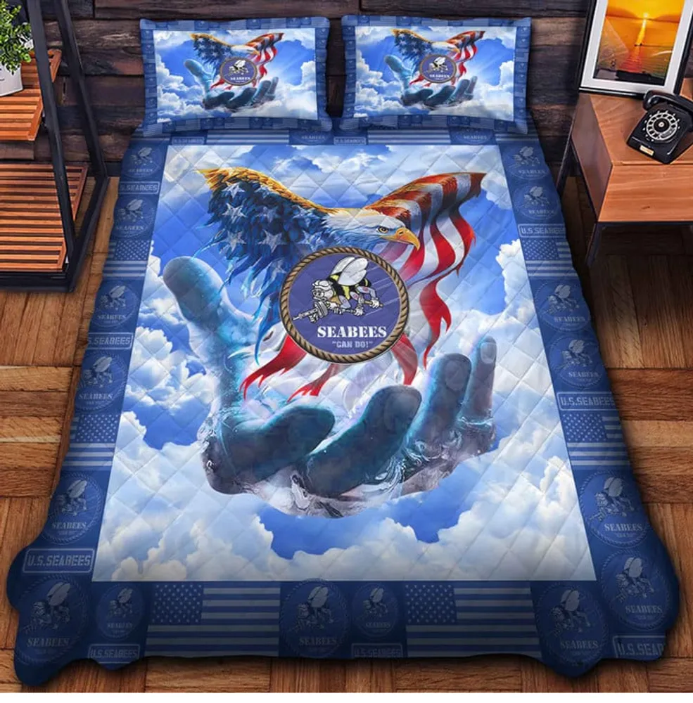 Premium American Pride US Veterans Bedding Set, Gifts For Dad For Husband Veteran