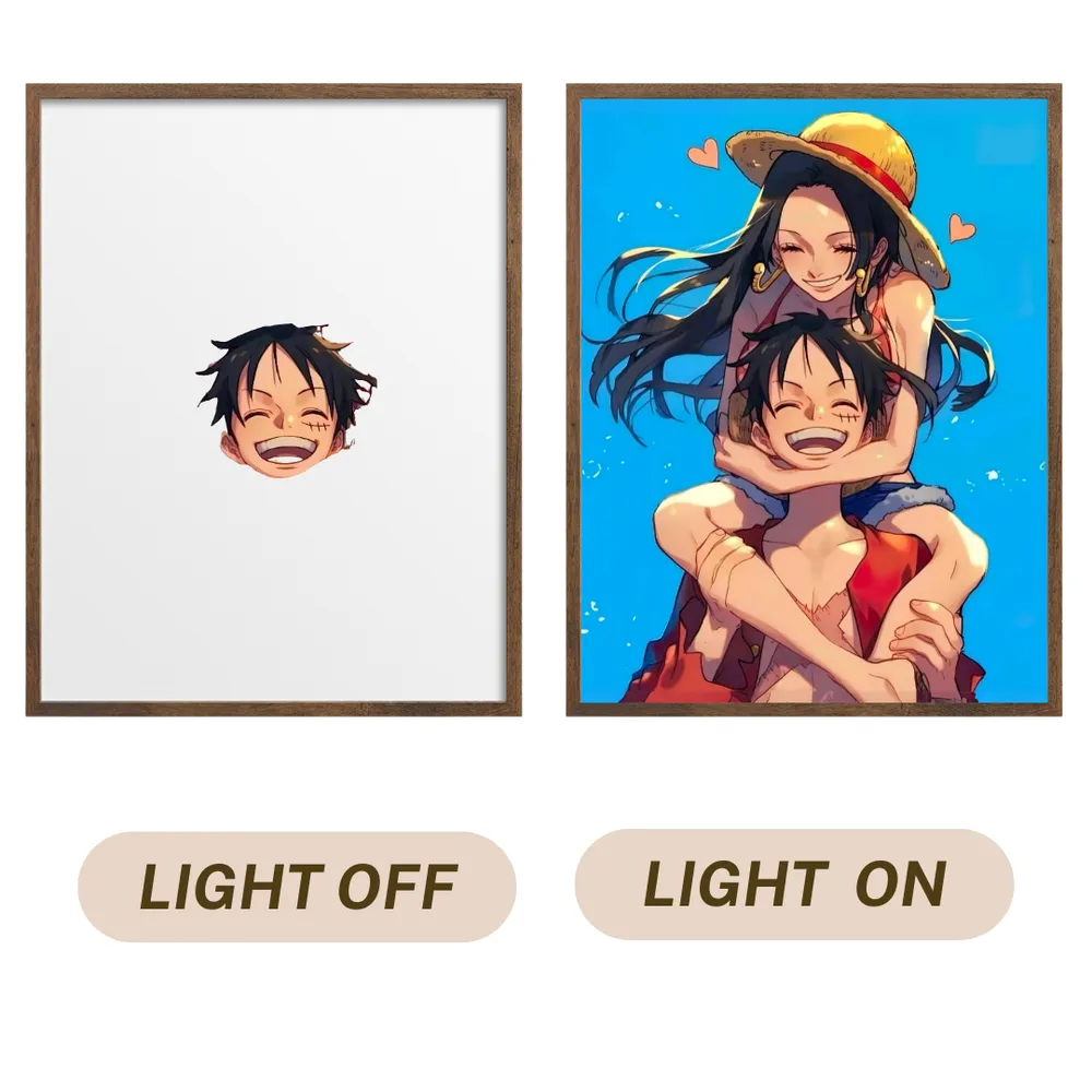 Joyful Embrace: Luffy and Boa Hancock LED Frame