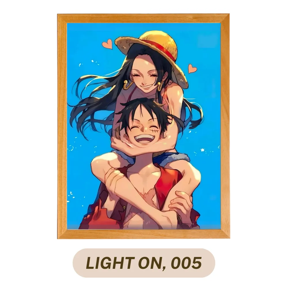 Joyful Embrace: Luffy and Boa Hancock LED Frame