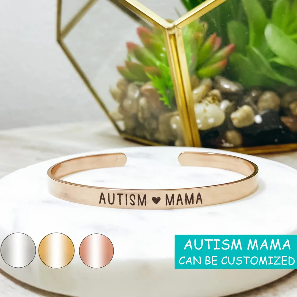 Personalized Autism Cuff Bracelet Plated Stainless Steel