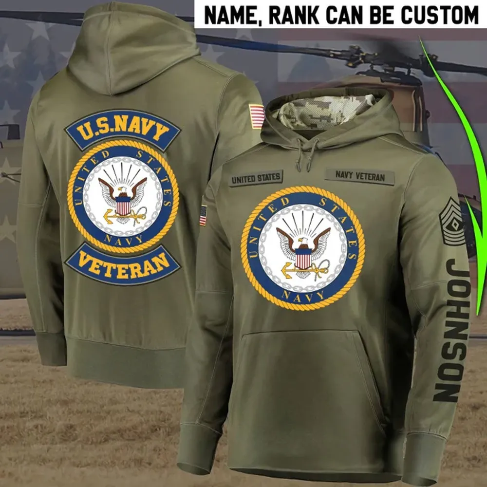 Personalized Multiple US Military Services Veteran Hoodie