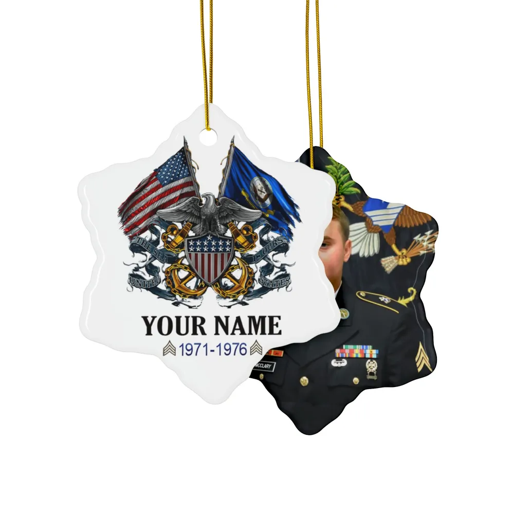 Unique Custom Photo US Veteran Ornament