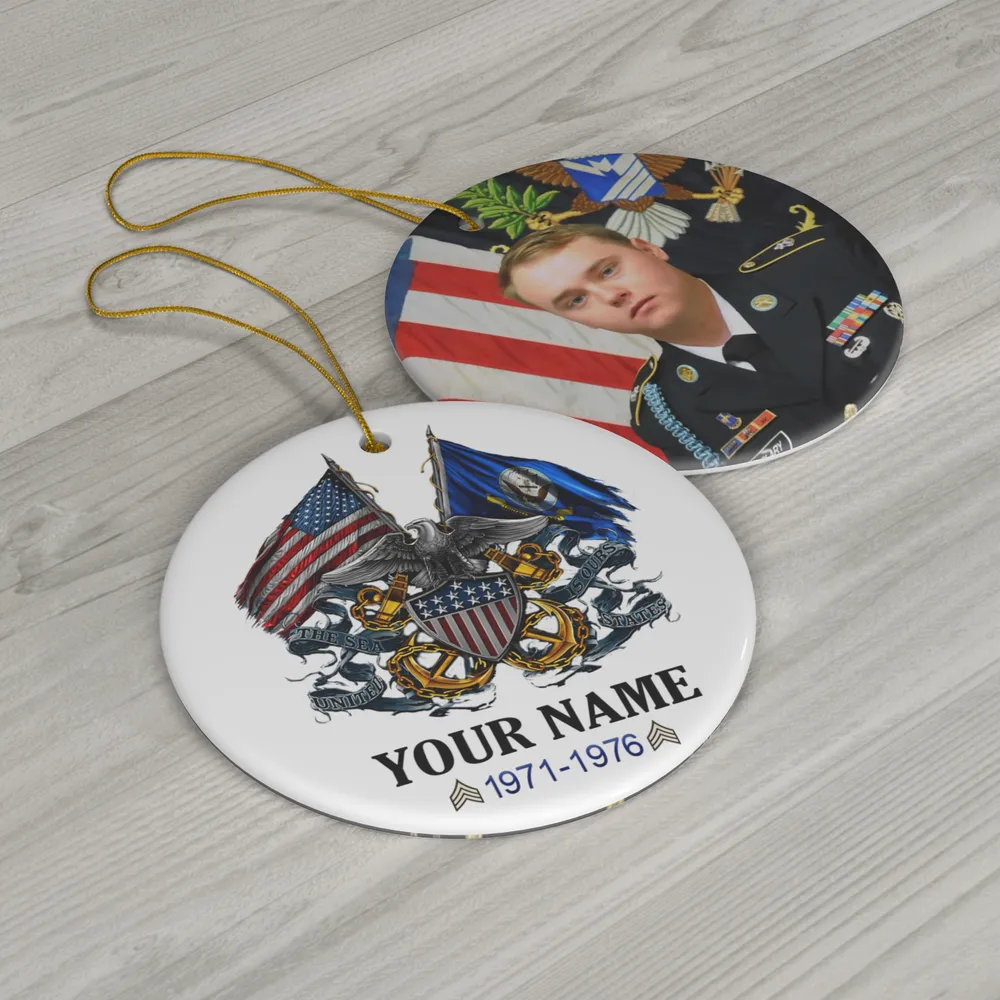 Unique Custom Photo US Veteran Ornament