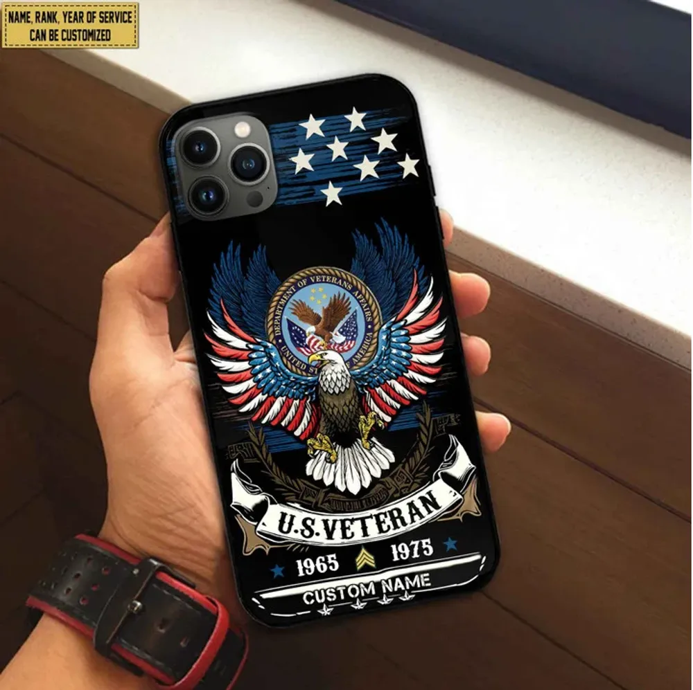 Premium Custom Name, Rank US Veteran Phone Case, Gifts For US Veteran, Gifts For Dad, For Husband