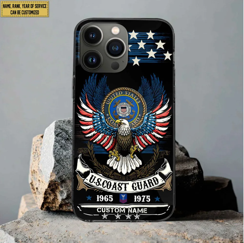 Premium Custom Name, Rank USCG Veteran Phone Case, Gifts For Coast Guard Veteran, Gifts For Dad, For Husband