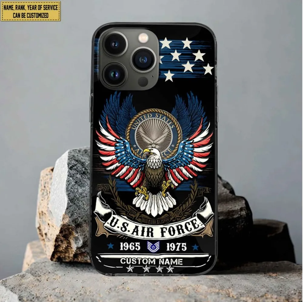 Premium Custom Name, Rank USAF Veteran Phone Case, Gifts For Air Force Veteran, Gifts For Dad, For Husband