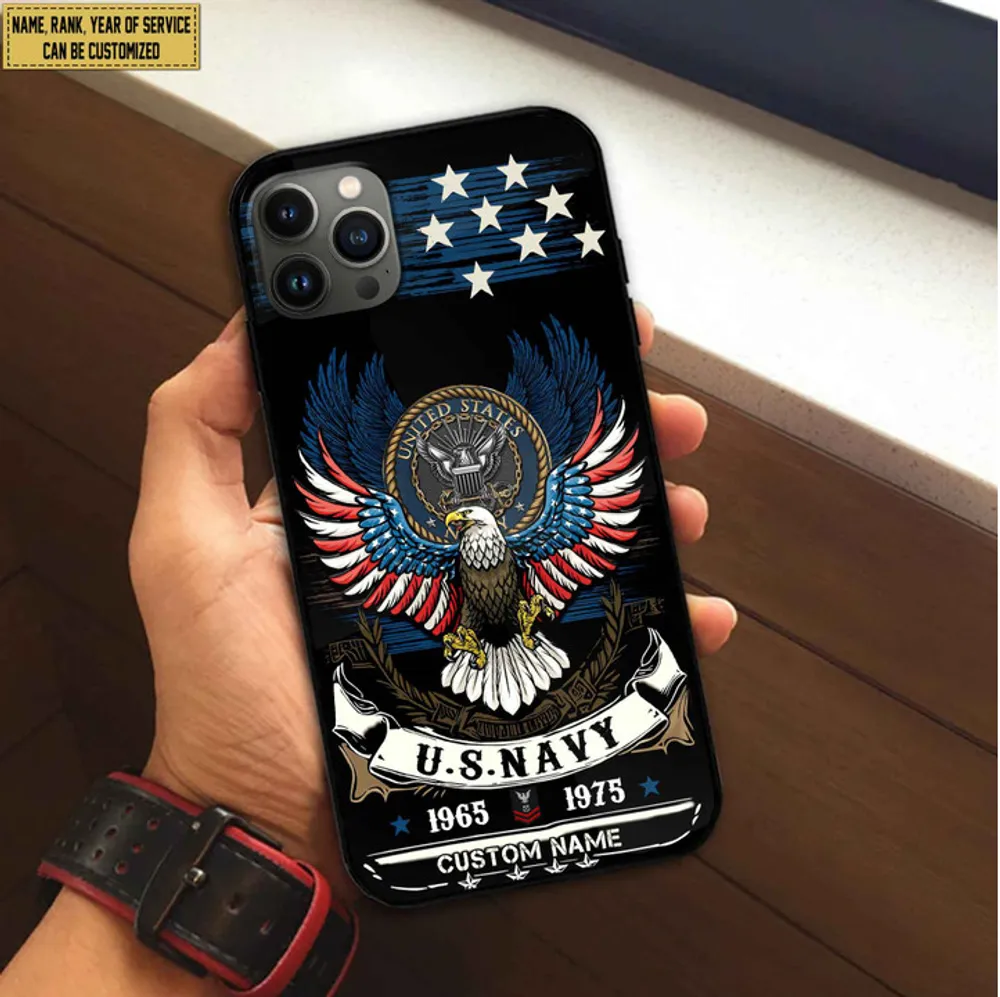 Premium Custom Name, Rank Navy Veteran Phone Case, Gifts For Navy Veteran, Gifts For Dad, For Husband