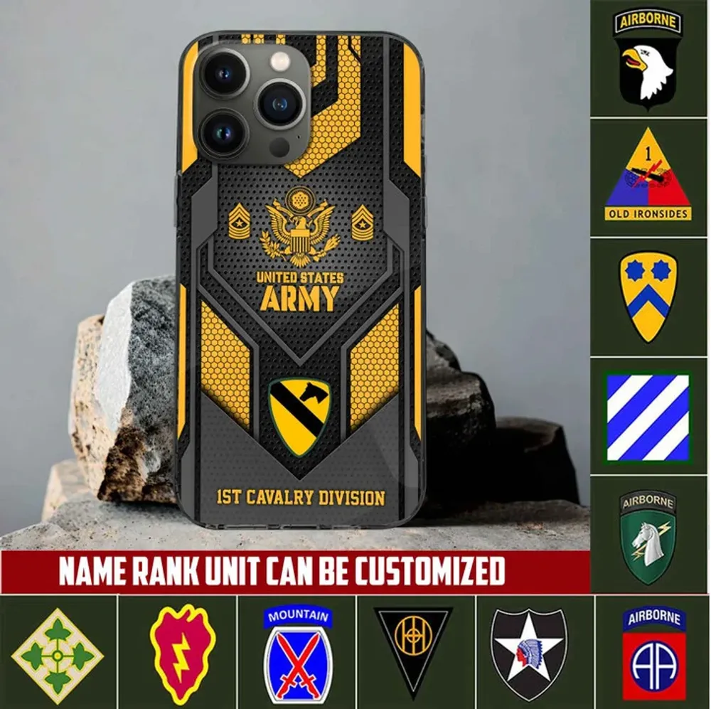 Premium Custom Name, Rank US Army Veteran Phone Case, Gifts For Army Veteran