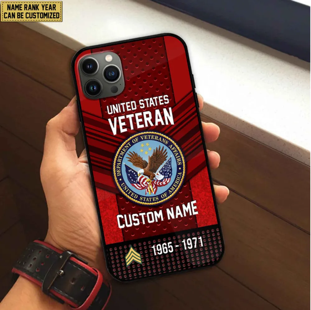 Premium Custom Name, Rank US Veteran Phone Case, Gifts For Veterans Day, Father's Day, Gifts For US Veteran