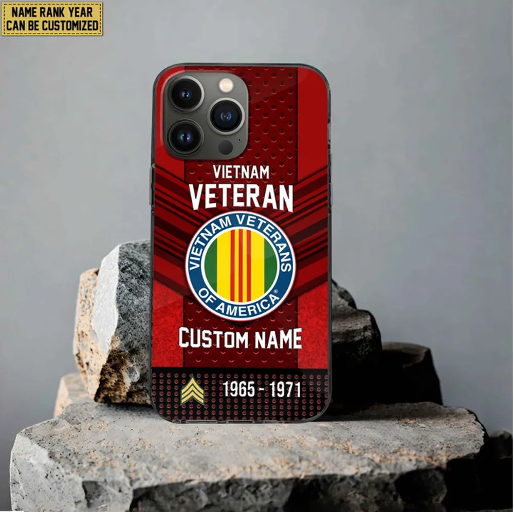 Premium Custom Name, Rank Vietnam Veteran Phone Case, Gifts For Veterans Day, Father's Day, Gifts For Vietnam Veteran