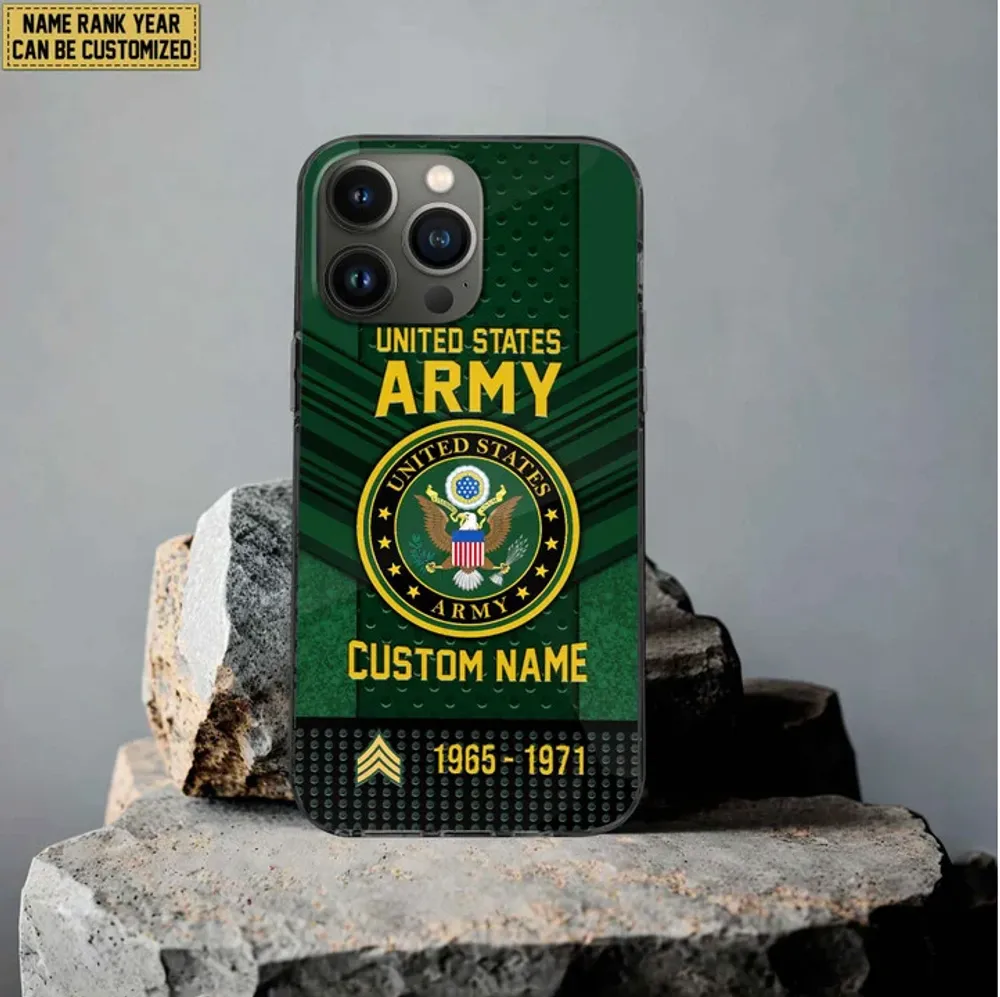 Premium Custom Name, Rank US Army Veteran Phone Case, Gifts For Veterans Day, Father's Day, Gifts For US Army Veteran