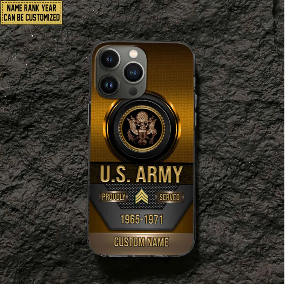 Premium Custom Name, Rank Army Veteran Phone Case, Gifts For Army Veteran, Gifts For Dad, For Husband