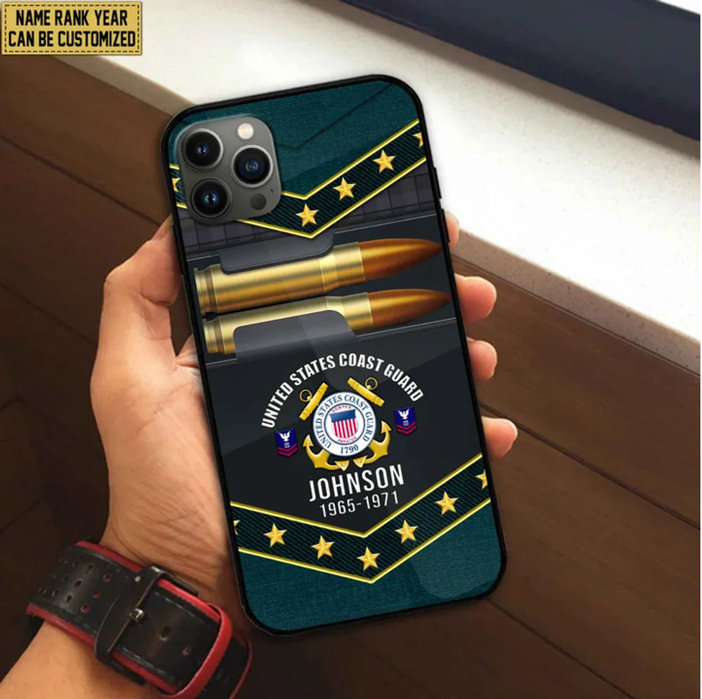 Premium Custom Name, Rank USCG Phone Case, Gifts For US Coast Guard Veteran, Gifts For Veterans Day, Father's Day