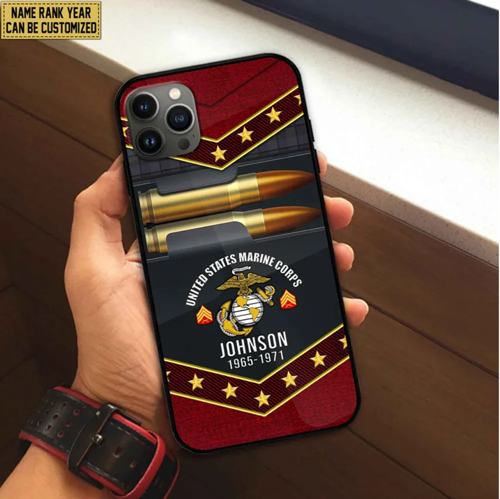 Premium Custom Name, Rank USMC Phone Case, Gifts For US Marine Veteran, Gifts For Veterans Day, Father's Day