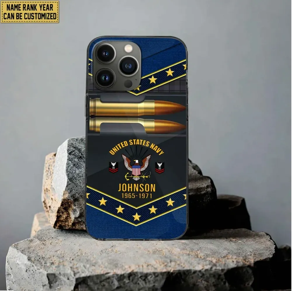 Premium Custom Name, Rank US Navy Phone Case, Gifts For US Navy Veteran, Gifts For Veterans Day, Father's Day