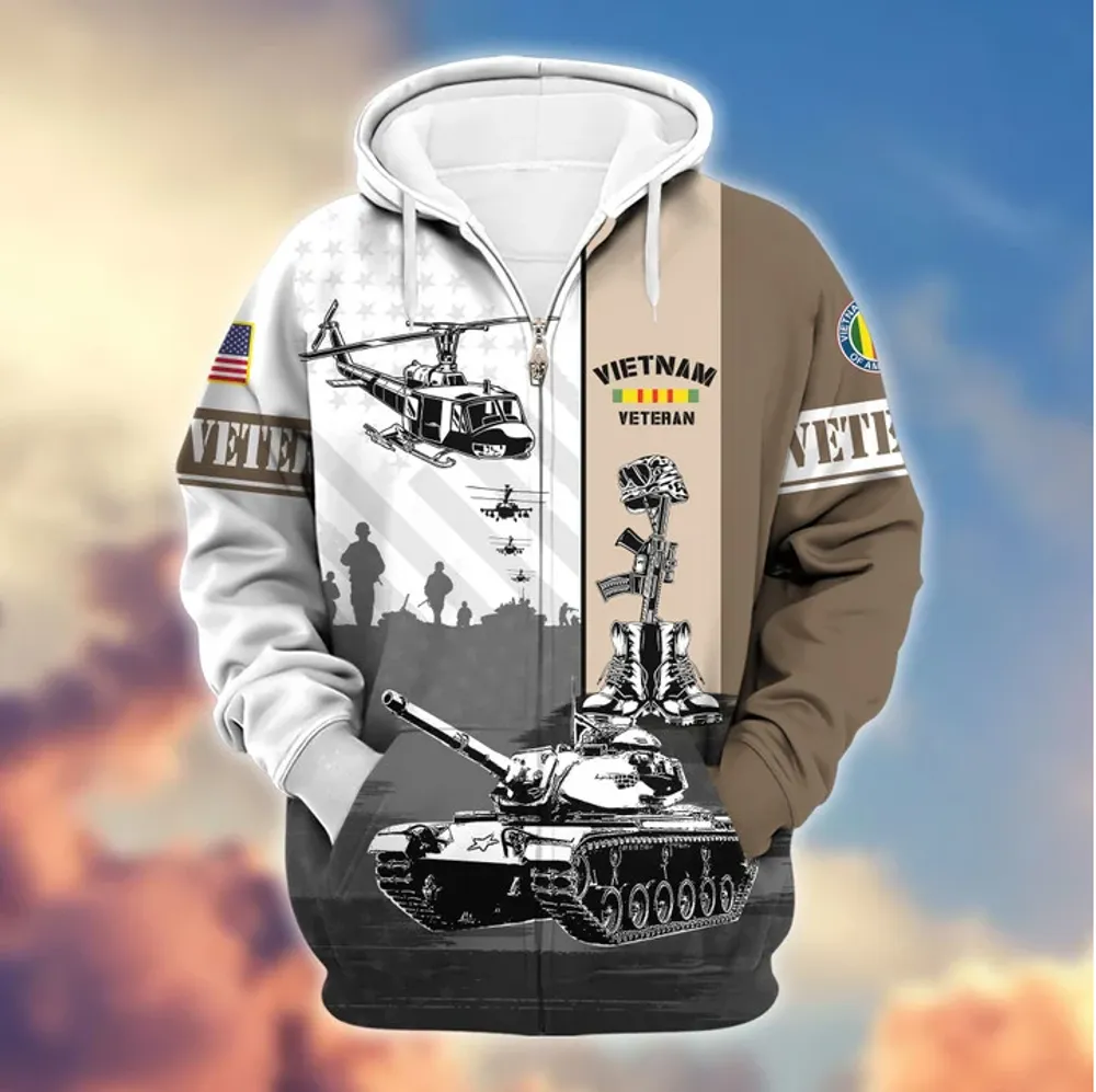 Premium US Veterans Zip Hoodie Gifts For Veterans Day