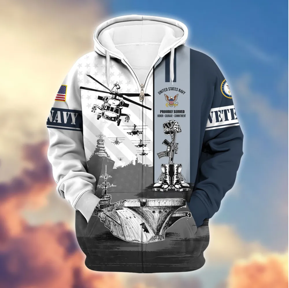 Premium US Veterans Zip Hoodie Gifts For Veterans Day