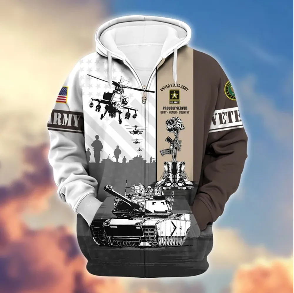 Premium US Veterans Zip Hoodie Gifts For Veterans Day