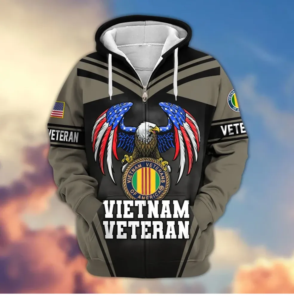 Premium US Veterans Zip Hoodie,Gifts For US Veterans, Gifts For Veterans Day, Gifts For Father's Day