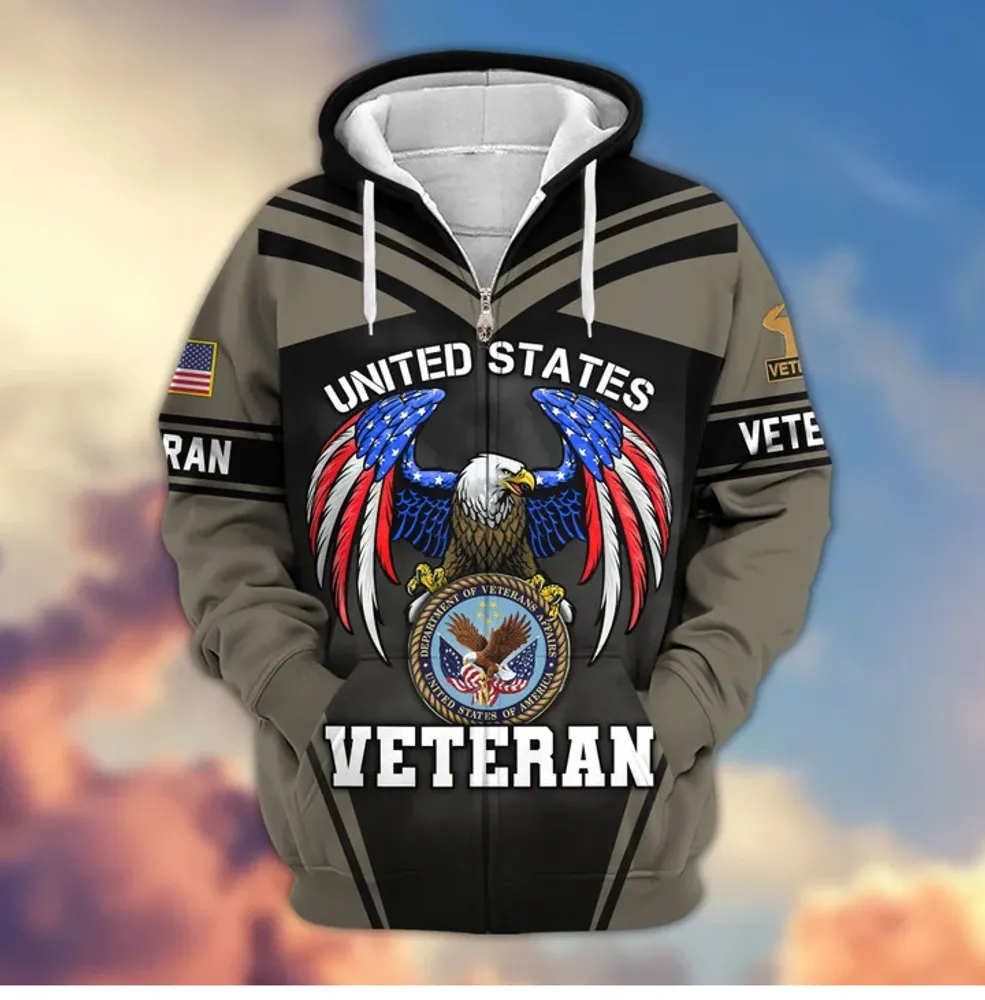 Premium US Veterans Zip Hoodie,Gifts For US Veterans, Gifts For Veterans Day, Gifts For Father's Day