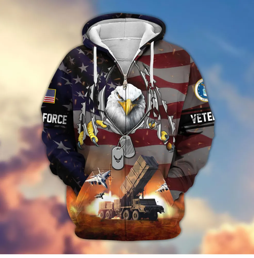 Premium US Veterans Zip Hoodie , Gifts For Veterans Day, Gifts For US Veterans