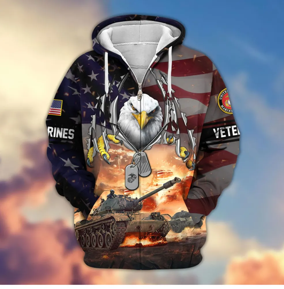 Premium US Veterans Zip Hoodie , Gifts For Veterans Day, Gifts For US Veterans