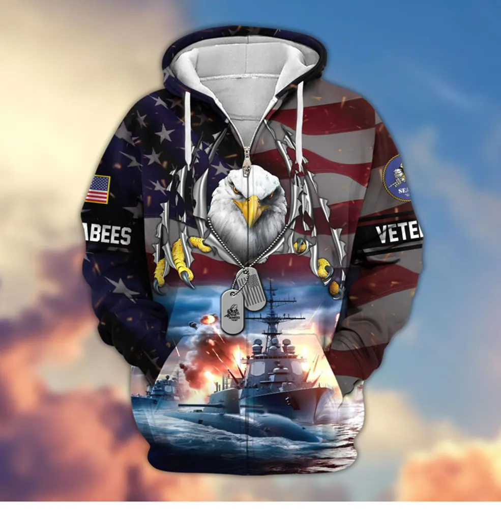 Premium US Veterans Zip Hoodie , Gifts For Veterans Day, Gifts For US Veterans