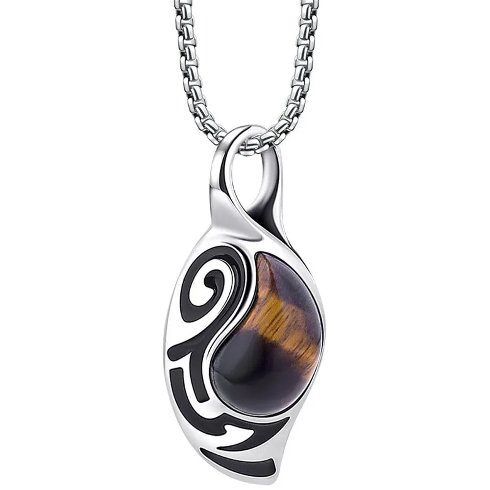 Simple Personality Tiger Eye Stone Men's Necklace