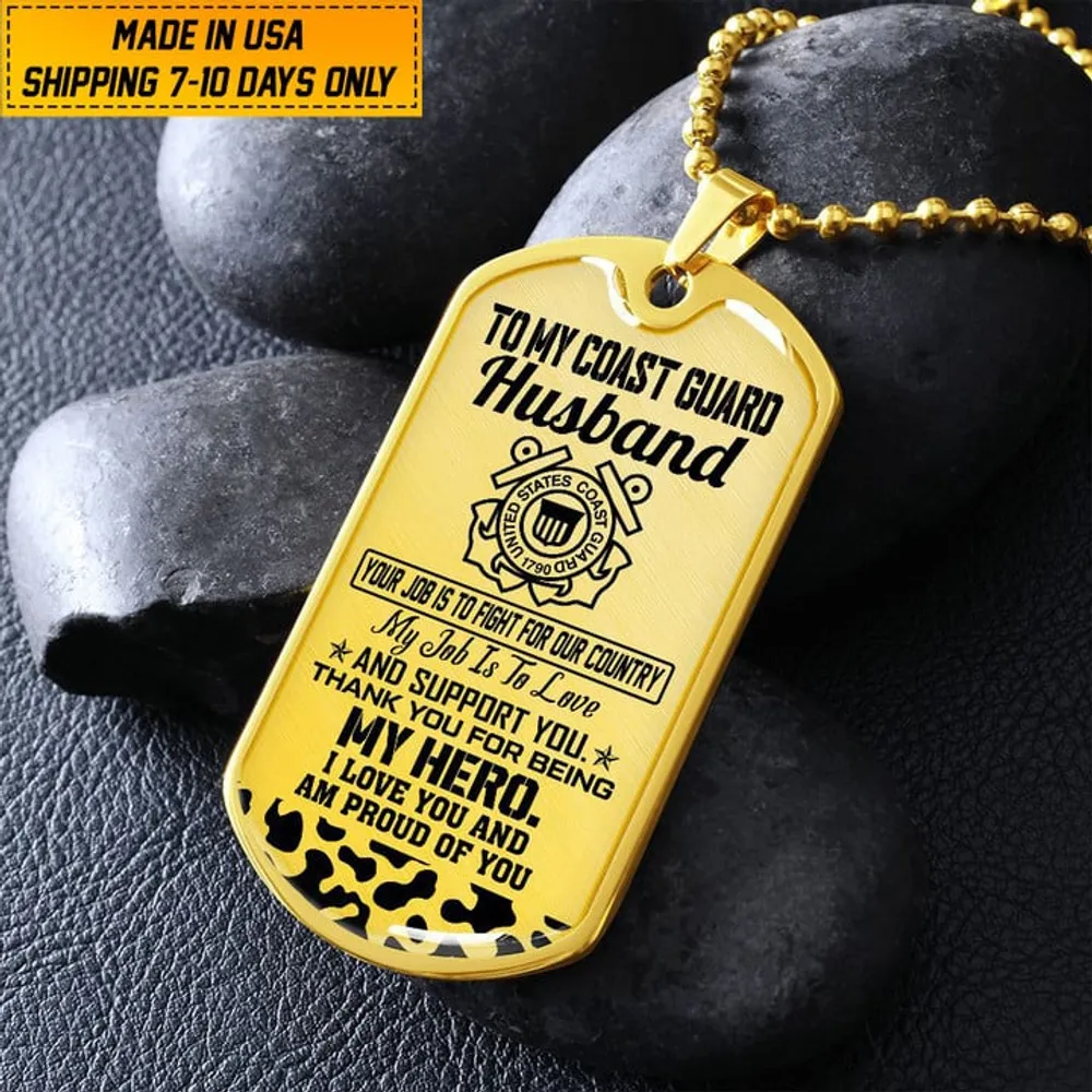 Premium US Veteran Dog Tag Husband Gift From Wife