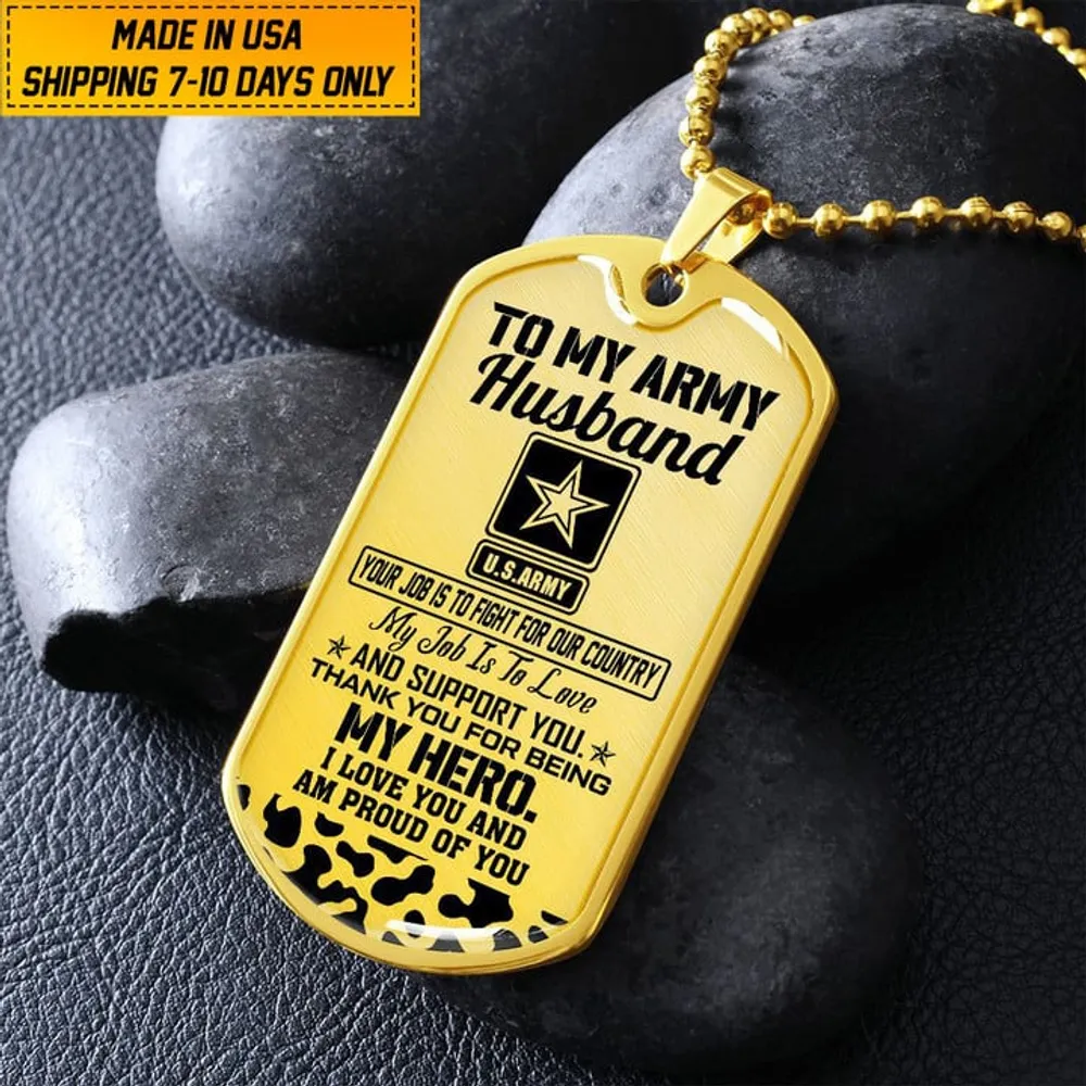 Premium US Veteran Dog Tag Husband Gift From Wife