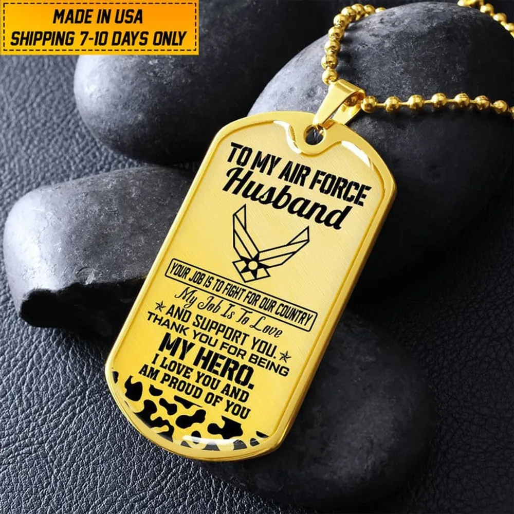 Premium US Veteran Dog Tag Husband Gift From Wife