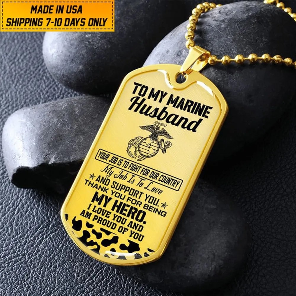 Premium US Veteran Dog Tag Husband Gift From Wife