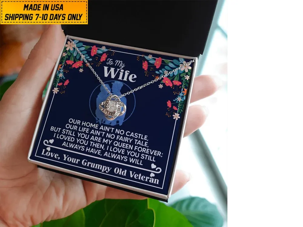 Premium US Veteran Wife Necklace Wife Gift From Husband