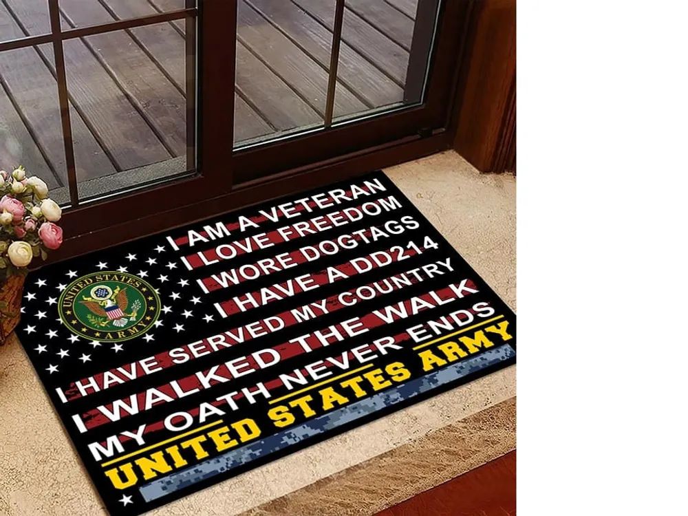 Unique Proud To Be A US Veteran Doormat