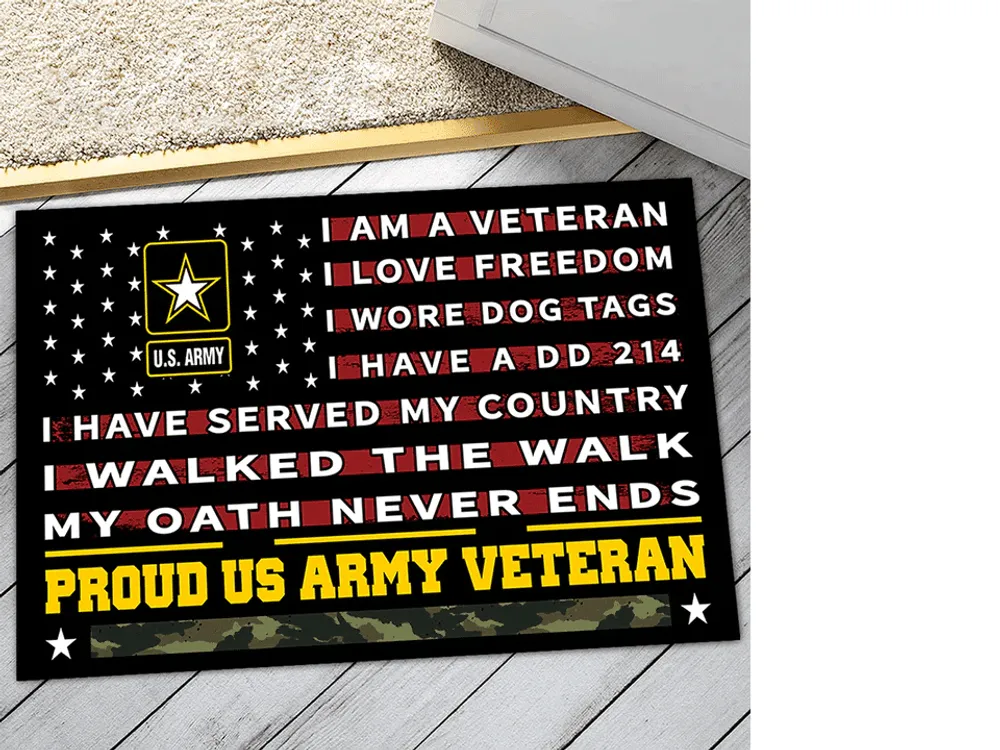 Unique Proud US Veteran Doormat