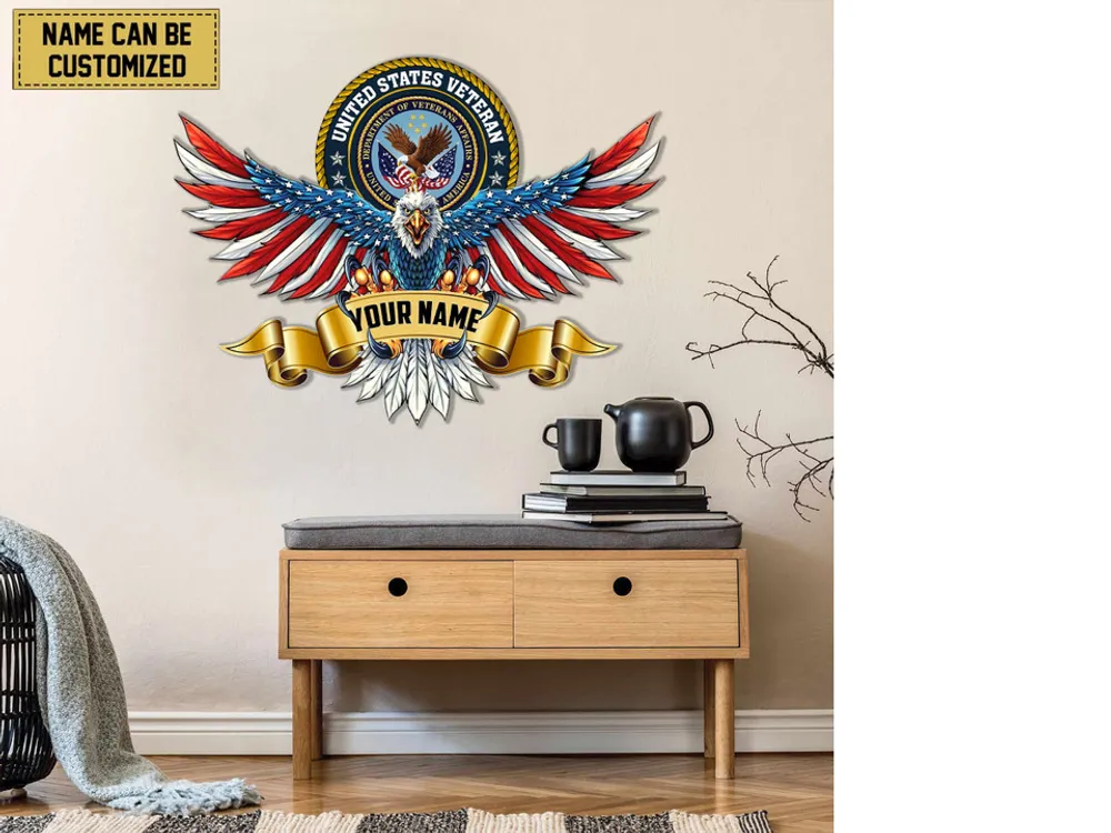 Premium Personalized US Veterans Cut Metal Sign