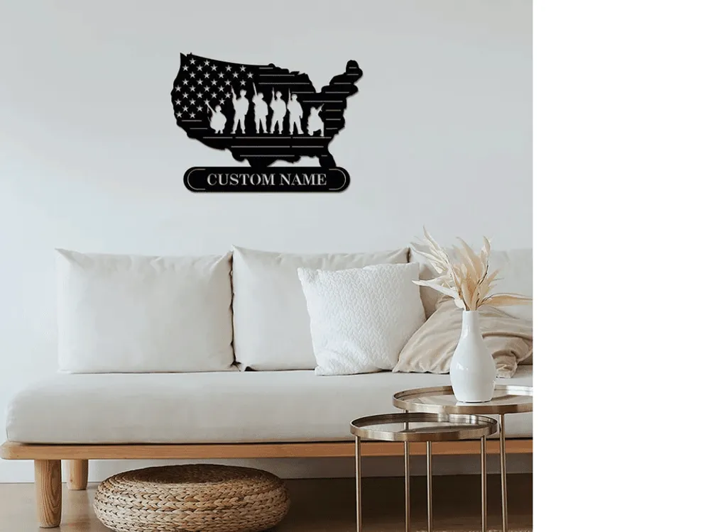 Premium Personalised Together We Are Strong US Veteran Metal Sign