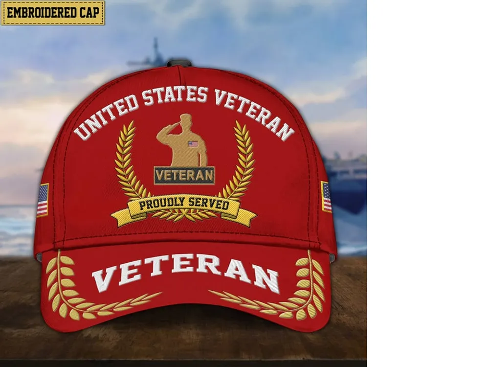 Premium US Veterans Embroidered Cap, Gift For Army Veteran, Navy Veteran, Marine Veteran, Air Force Veteran, Coast Guard Veteran, Vietnam Veteran