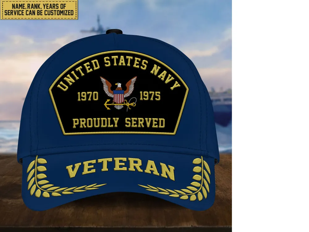 Premium Custom US Veterans Embroidered Cap, Gift For Veterans Day, Father's Day, Independence Day