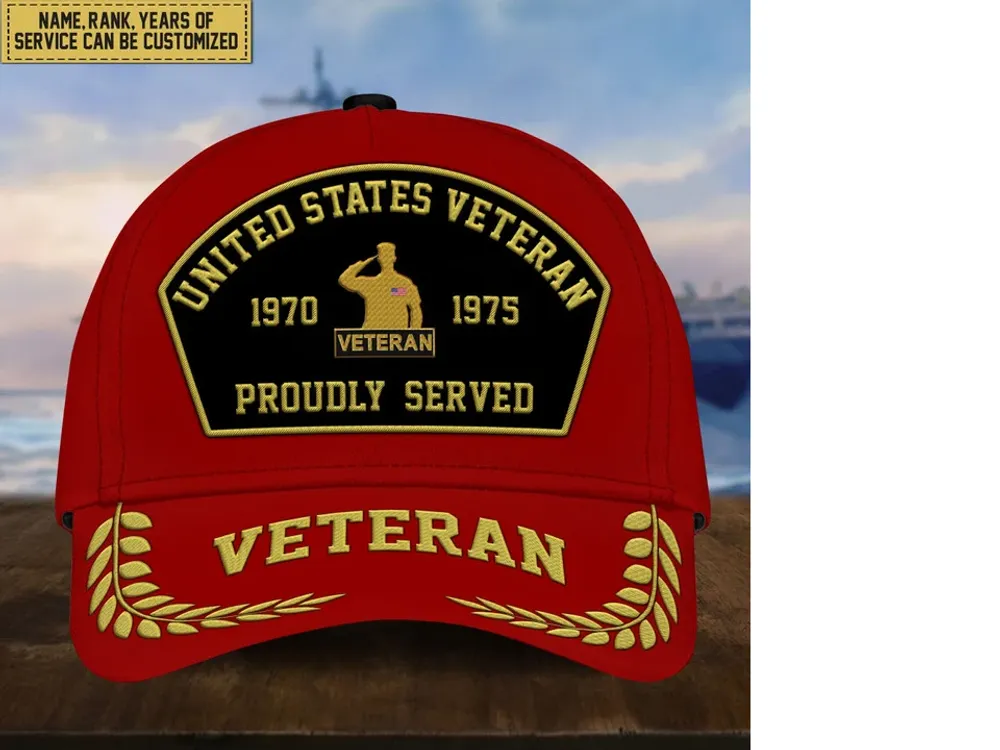 Premium Custom US Veterans Embroidered Cap, Gift For Veterans Day, Father's Day, Independence Day