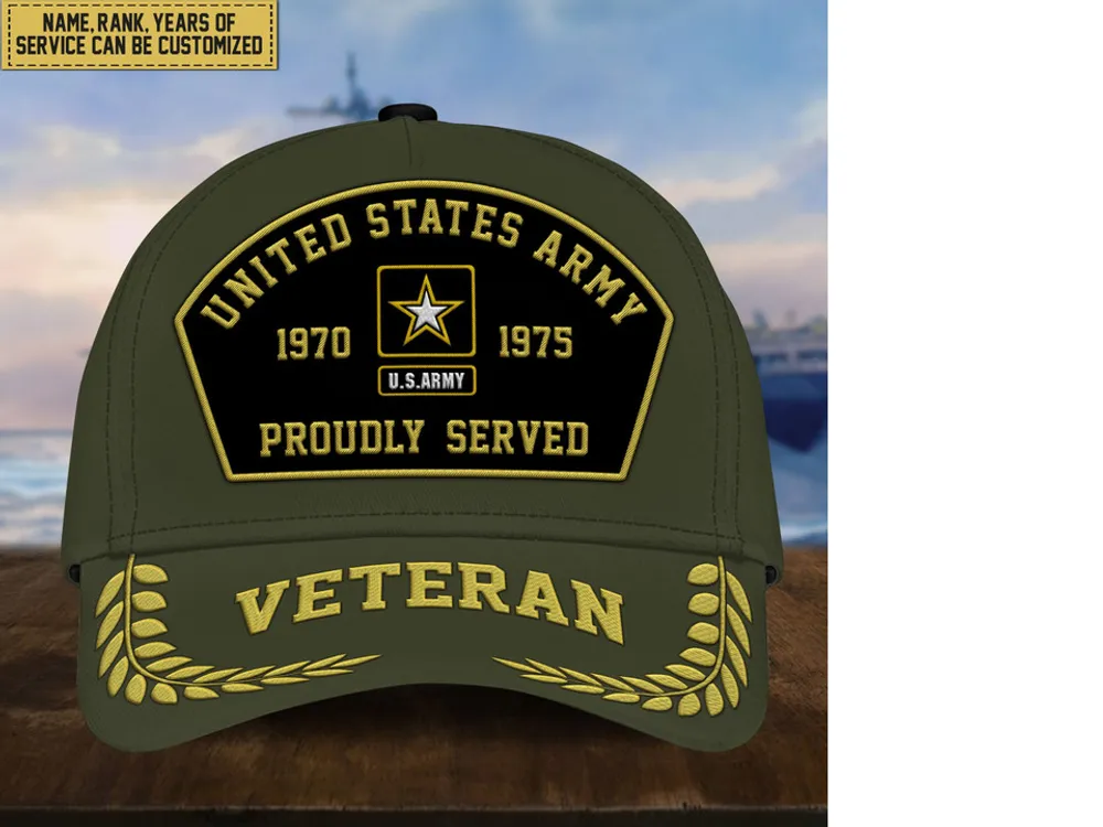 Premium Custom US Veterans Embroidered Cap, Gift For Veterans Day, Father's Day, Independence Day