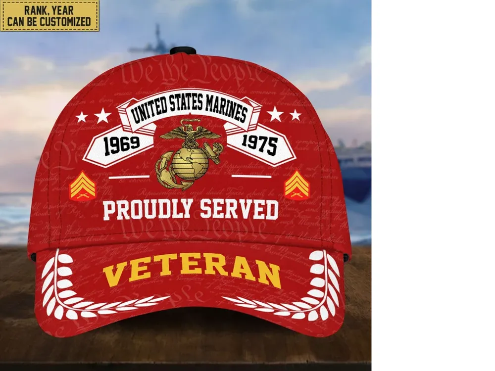 Premium US Veterans Cap, Custom Rank, Years Of Service, Gift For Veterans Day, Father's Day, Independence Day