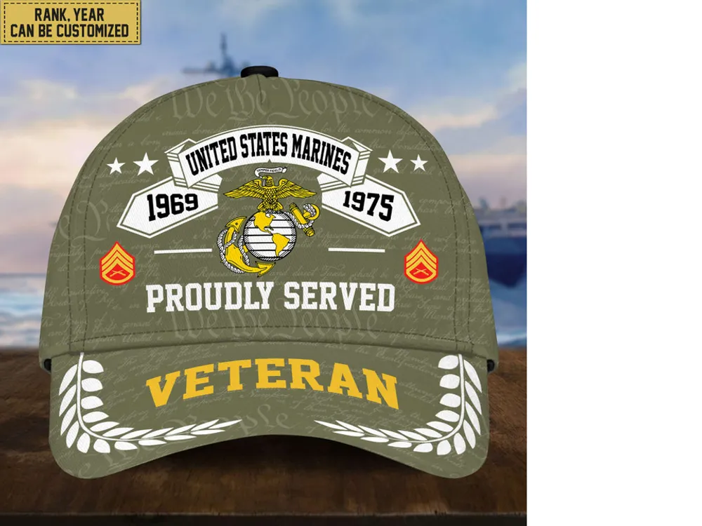 Premium US Veterans Cap, Custom Rank, Years Of Service, Gift For Veterans Day, Father's Day, Independence Day