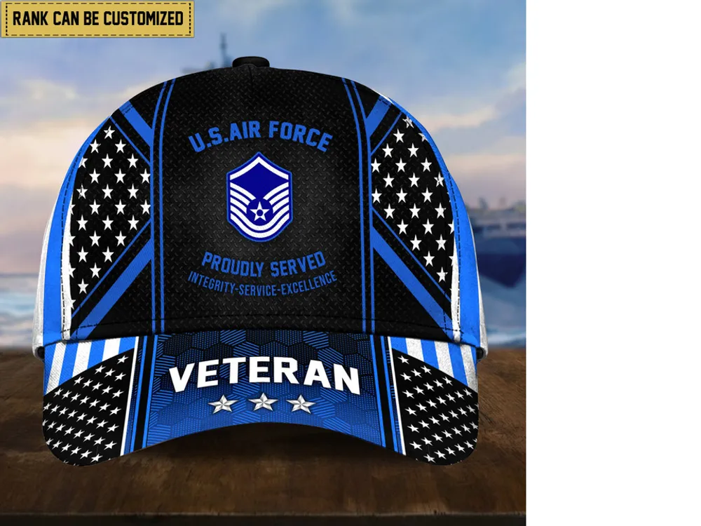 Premium Custom Rank US Veterans Cap