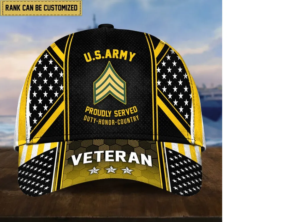 Premium Custom Rank US Veterans Cap